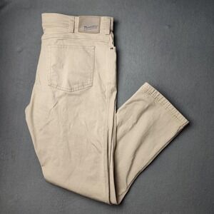 Duluth Trading Flex Fire Hose Pants Mens 40x32 Khaki Slim Fit Work 5 Pocket